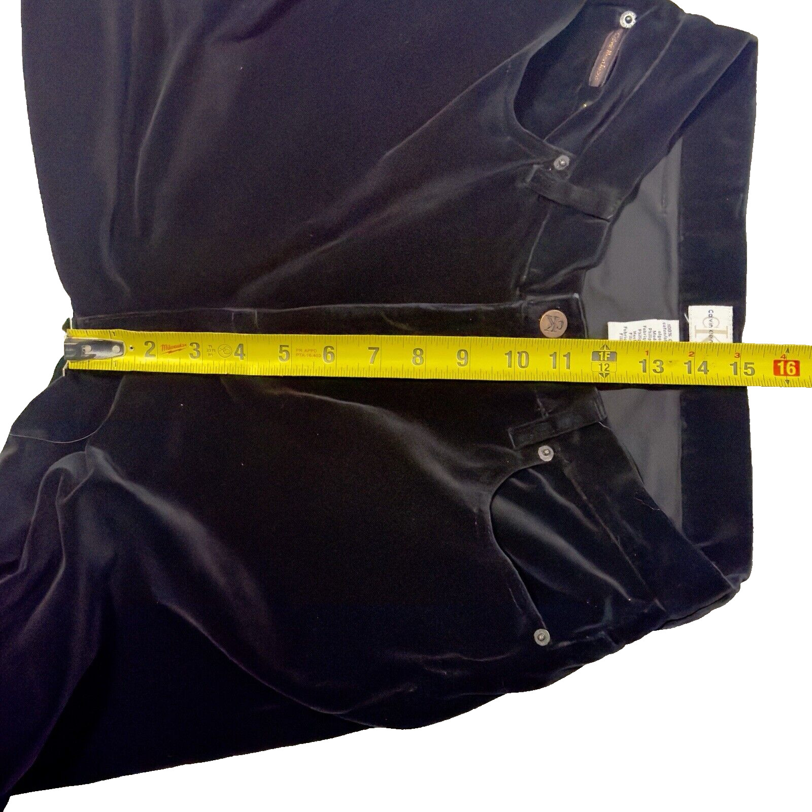 Vintage Calvin Klein Velvet Pants Women's Size 8 Black Crushed Straight Y2K 90s thumbnail 11