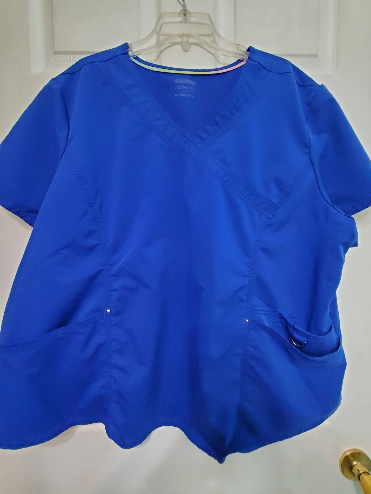 Scrubstar Women's Scrub Top Size 3XL"Electric Blue" Mock WrapChest 29
