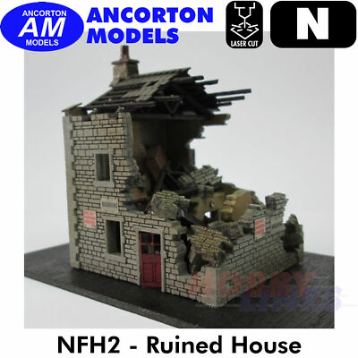 RUINED HOUSE Bau Laser Cut Kit Stärke N 1:148 Maßstab Ancorton Modelle NFH2