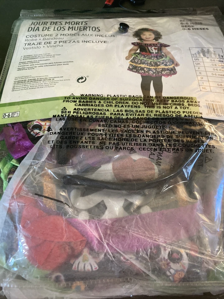 Día de los Muertos Niña Esqueleto Calavera Disfraz Elegante Halloween Bebé Niño Disfraz Foto 4 de 4