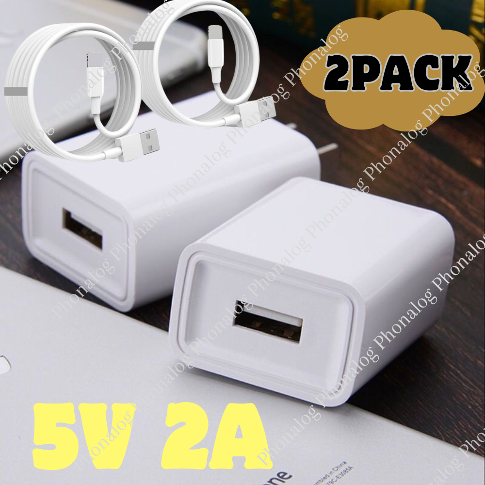 USB Adapter 5V-2A Wall Charger Fast Charge Cable For iPhone 14 13 12 11  iPad Lot
