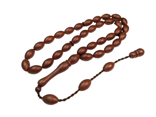 Turkish Brown Fiber Prayer Beads Oval Yerli Tesbih, Tasbih Misbaha Subha 433 - Picture 3 of 16