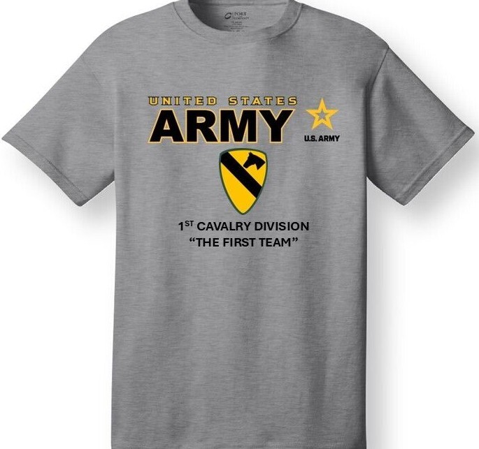 1ST CAVALRY DIVISION*THE FIRST TEAM*EMBLEM* SHIRT*OFFICIALLY LICENSED