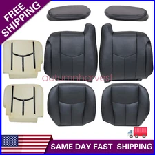 For 2003-2006 Chevrolet GMC Front Driver Passenger Bottom Top Leather Seat Cover