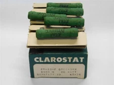 10 Vintage Clarostat PR-10-F 2500 Ohms 10W Greenohm Wirewound Resistors
