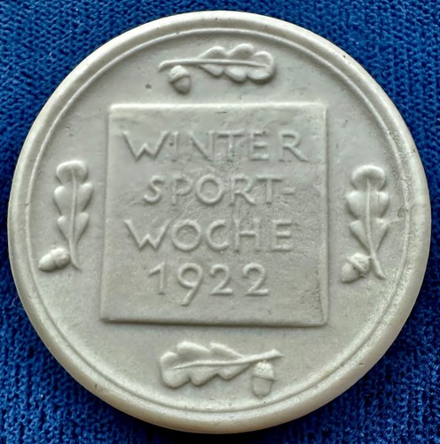 Alemania 1922 Blanco 36,2mm Porcelana Deportes de Invierno Medalla - Imagen 3 de 3