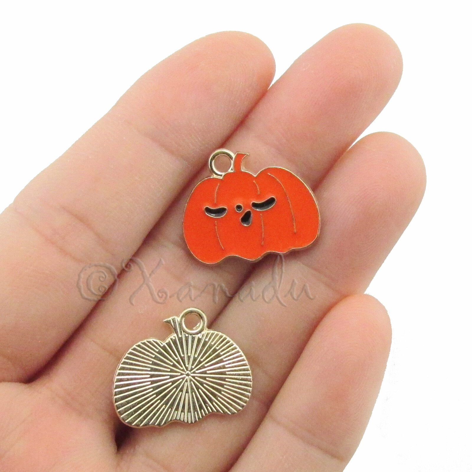 Pumpkin Jack O Lantern 20mm Halloween Orange Enamel Charms C8610 - 2, 5 ...