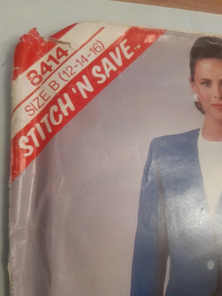 Skirt Blazer Jacket Fitted McCalls Stitch N Save 8414 Sewing Pattern 12 14 16  - Image 3 of 4
