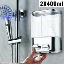 400ml Wall-Mount Shower Body Hand Lotion Shampoo Double Liquid Soap Dispenser