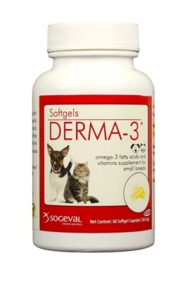 CEVA Derma-3 Softgel Capsules for Small for Dogs & Cats (60 count)
