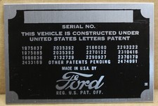 1928-1947 Ford Model A Pickup Truck Data Plate Tag Original Vintage Free Shippin
