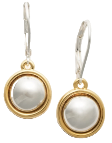 Lauren Ralph Lauren Two-Tone Circle Drop Earrings Gold/Silver Signed New on Card - Picture 7 of 10