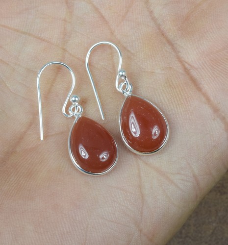 925 Solid Sterling Silver Green Onyx,Garnet Multi Stone Hook Earring Ji760 - Picture 53 of 81