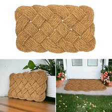 Image of Heavy Duty Hand Made Door Floor Indoor Outdoor Knotted Rope Mat Brown 45x75cm