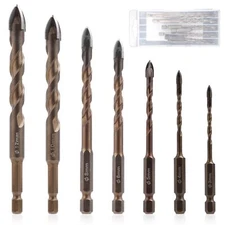7pcs New Four-Flute Sawtooth Eccentric Drill Bit Set, High-Strength Four-Edged