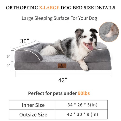 Grau Medium Large Jumbo orthopädisches Hundebett Haustier Pad abnehmbare Memory Foam Nackenrolle - Bild 20 von 22