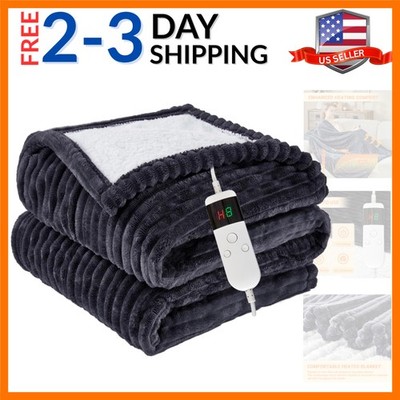 Heated Blanket Electric Throw, Soft Flannel Heating Blanket with 8 Hours Auto...