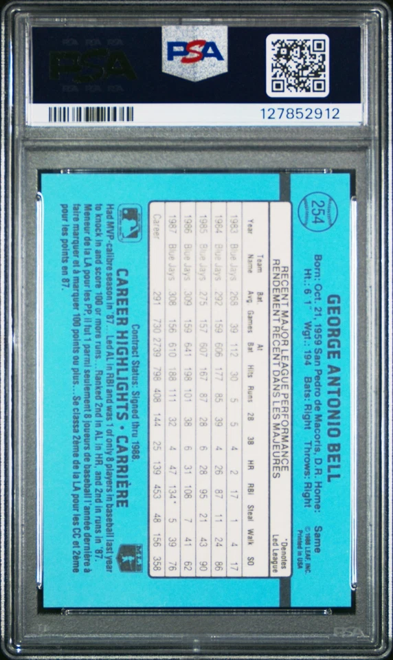 127852912 George Bell 1988 Leaf #254 PSA 4 - Image 2 of 3