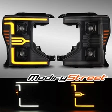 Fit 20-22 Ford Super Duty LUXX-Series Projector Halogen Headlights Alpha-Black