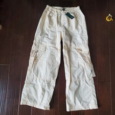Wild Fable Women's Mid Rise Wide Leg Cargo Pants Cream Ivory Size Medium