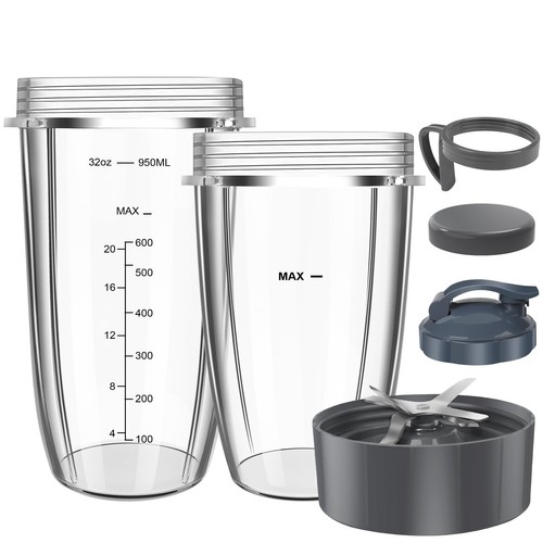 Blender Cups for Nutribullet Replacement Parts 32oz & 24oz Cup with Lids Extr...