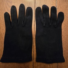 VTG Black Suede Leather Gloves 8.5 Marshall Field hand-stitched Made in Sweden