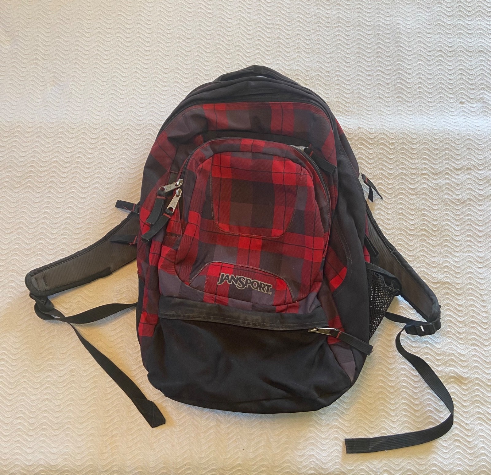 Red/black/plaid Multi-pocket Laptop Sleeve School/work