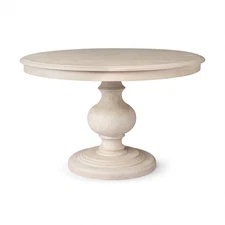 Maven Lane Zola Traditional Round Wooden Dining Table in Antiqued White Finish