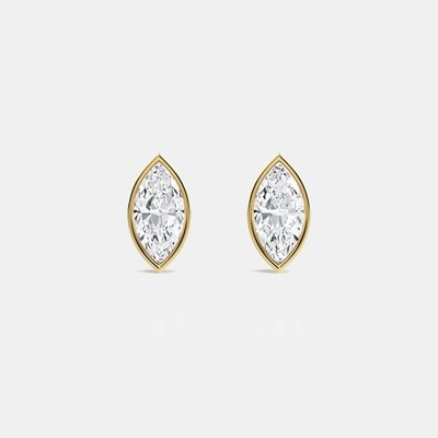 Zertifizierte 1,00 bis 5,00 Karat Marquise Lab-gezüchtete Diamant-Lünettenfassung Ohrstecker
