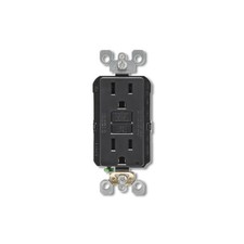 Leviton SmartlockPro 15 amps 125 V Duplex Black GFCI Outlet 5-15R 1 pk GFNT1-0KE