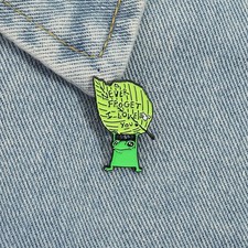 Froggy Leaf Enamel Pins Never Forget I Love You Brooches Lapel Badges Frog Love