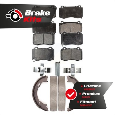 Front Rear Ceramic Brake Pads & Parking Shoe Kit For 2006-2022 Dodge Charger R T