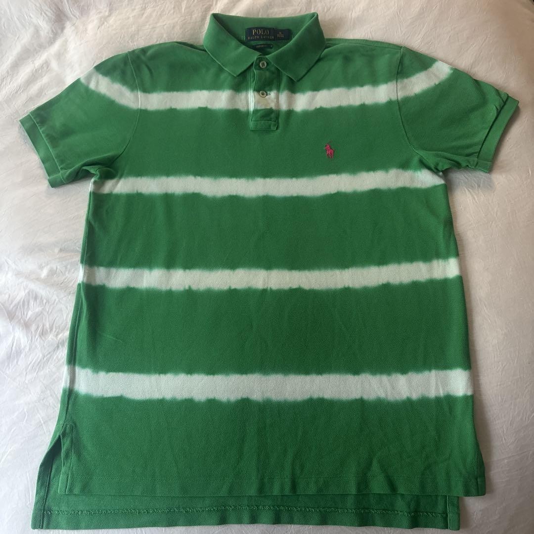 Polo Ralph Lauren ragazzo vestibilità personalizzata polo verde bianco righe rosa pony ricamato