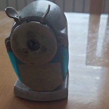 Bleistiftanspitzer DDR  mit  Kurbel ASIS 130, Metall, Beh&auml;lter blau