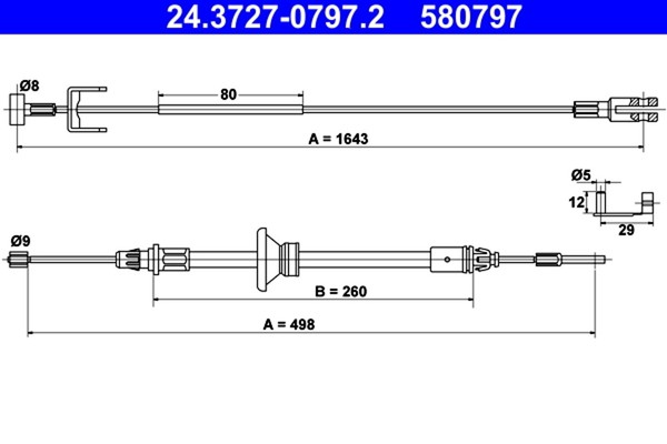 Bremsseil Seilzug Feststellbremse ATE 24.3727-0797.2 FüR Opel Renault Trafic X83-image