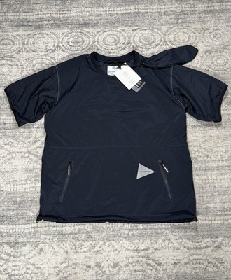 AND WANDER BLACK NYLON PERTEX MEN'S SHORT SLEEVE T-SHIRT SZ L/XL MADE IN JAPAN