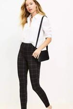 NWT ANN TAYLOR Factory Plaid Pull On Leggings Burgundy Green Brown NWT XL