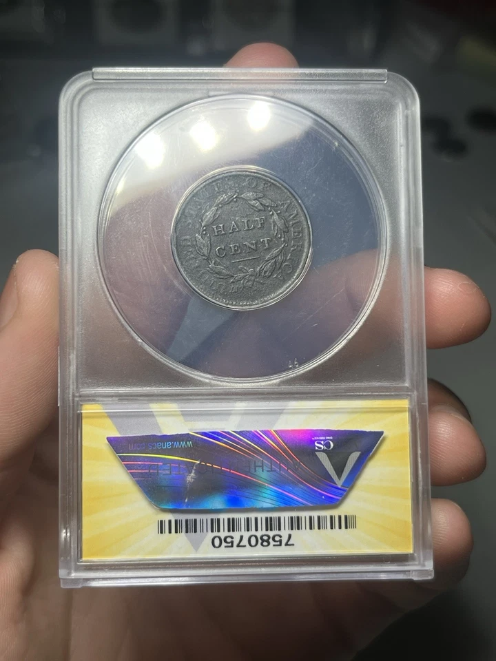 Классическая монета номиналом 50 центов 1809 C-5 с изображением перевернутой 9 «Overdate» VF20 DTLS ANACS - Изображение 2 из 2