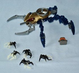 Lego Bionicle VISORAK - Gold Makuta Rahi Spider with 5 Glow in the Dark Spiders