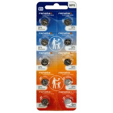 Renata 371 SR920SW Batteries - 1.55V Silver Oxide 371 Watch Battery 10 Count