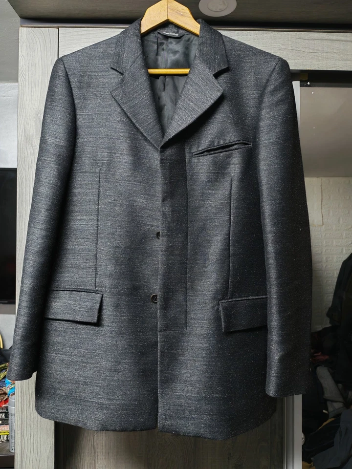 Traje Vintage Extè By Versace Brillante Camuflaje Mezcla Lana Clásico Disco Gris 40R Foto 2 de 4