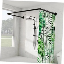 U Shaped Shower Curtain Rod, Both Sides: 23"-52", 23"-52" 31"-46.5" Black