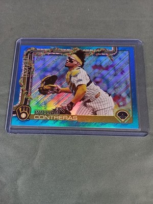 2025 Topps Holiday Baseball William Contreras #H21 Blue Metallic Glitters N/M.