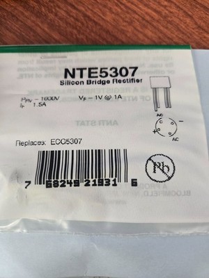 NTE NTE5307 Bridge Rectifier 1.5A 1000V 1-PH