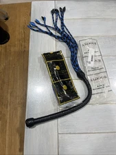 BDMS Whip Exotic Blue & Black Rose Flogger Braided Whip with Unique Petal Tips
