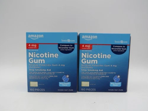 Lot of 2 Amazon Basic Nicotine Replacement Gum 4mg 320pcs mint freeze EXP 07/27