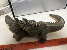 Safari Ltd Toys Rubber Alligator Mama With 3 Babies On Back 12 Long