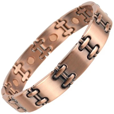 SISTO-X Stylish Magnetic Copper Alloy Bracelet Hi Strength NdFeB 10 Magnets Single Ro...