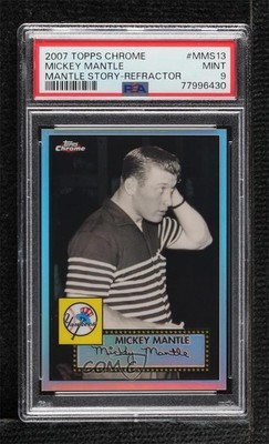 2007 Topps Chrome The Story Refractor 89/500 Mickey Mantle PSA 9 MINT HOF 09gn