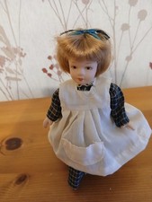 Small Porcelain Doll 5/6 Ins Height Blue And White Dress